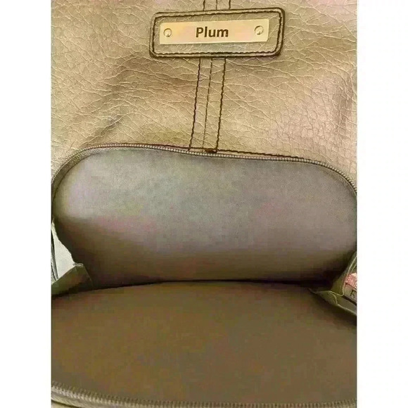 Plum by LaTique Gunmetal Faux Leather Backpack Unisex Spacious & Sleek Design - Picture 4 of 5